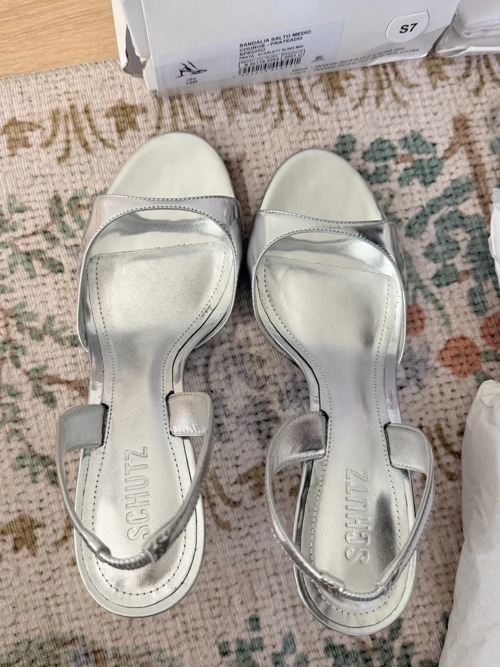 NEW NWT Schutz Scarlett Silver Slingback Mid-Heel Sandal Size 10B